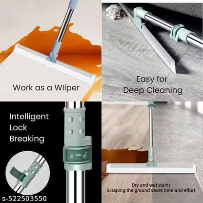 Heavy Duty Magic Broom Silicone Floor Wiper–Premium Floor Squeegee with Stainless Steel Extendable Handle - Vistora