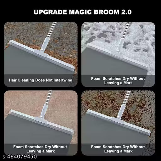 Heavy Duty Magic Broom Silicone Floor Wiper–Premium Floor Squeegee with Stainless Steel Extendable Handle - Vistora