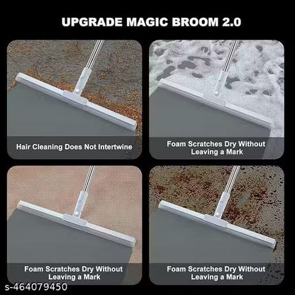 Heavy Duty Magic Broom Silicone Floor Wiper–Premium Floor Squeegee with Stainless Steel Extendable Handle - Vistora